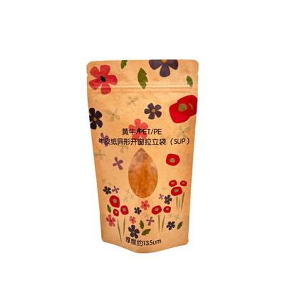 Купить Повторно закрываемые биоразлагаемые компостируемые пакеты Kraft Paper Stand Up Zipper Bag с прозрачным окном online manufacture