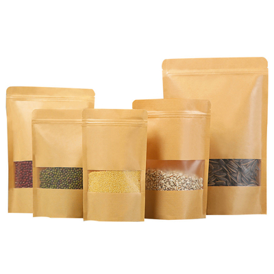 Купить На складе Kraft Stand Up Pouches с перекрываемым резьбой для риса Специи Бобы Конфеты Снаки online manufacture