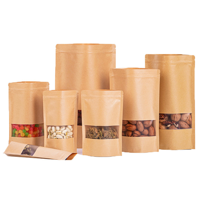 Купить Коричневый Kraft Stand Up Pouch с циппом и матовым прозрачным окном online manufacture
