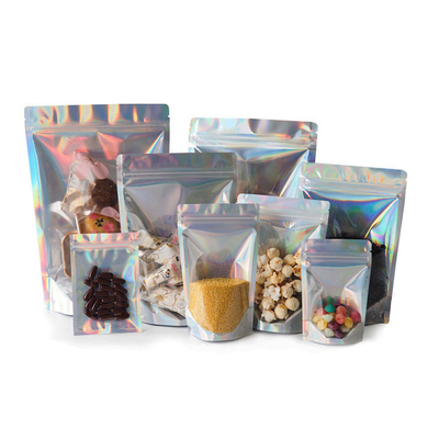 Купить 4.7х7.9 дюймов перезамыкаемые Mylar Голографический Ziplock фольга Стоять вверх сумки для конфеты кофе пищевой упаковки online manufacture