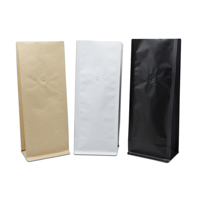 0.5lb 1lb коричневая белая черная фольга облицованная плоским дном kraft бумажные пакеты с оловянными связками закрытие и дегазирующий клапан